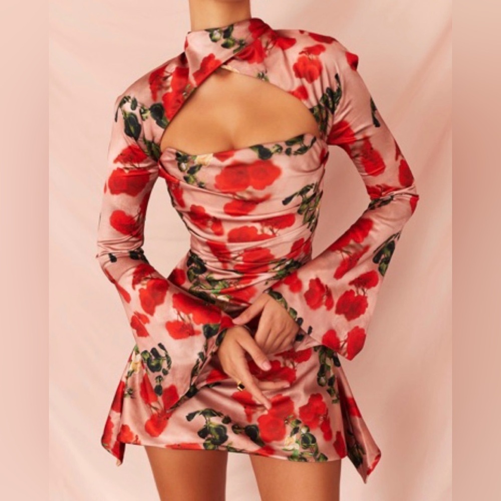 NWOT House of CB Red Floral Mini Dress
